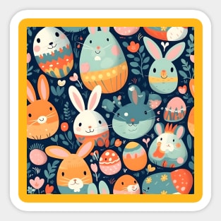 Hop into Easter with a Cool and Colorful Bunny and Egg Pattern Sticker